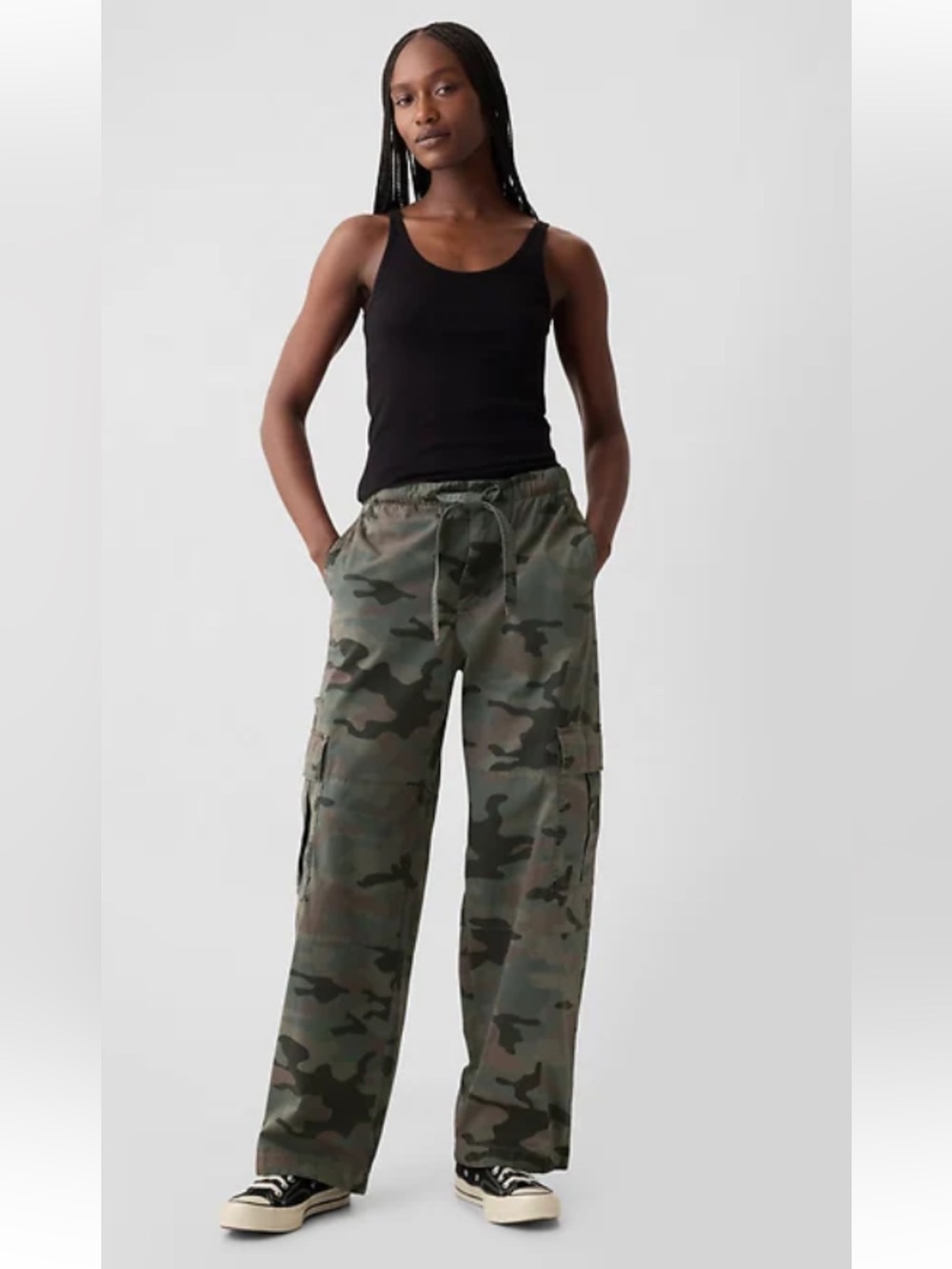 GAP Camo Cargo Jogger Pants in Green & Black Size XS Petite